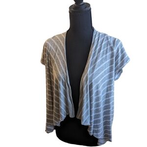 7 for all Mankind summer cardigan. No buttons grey and white horizontal stripes